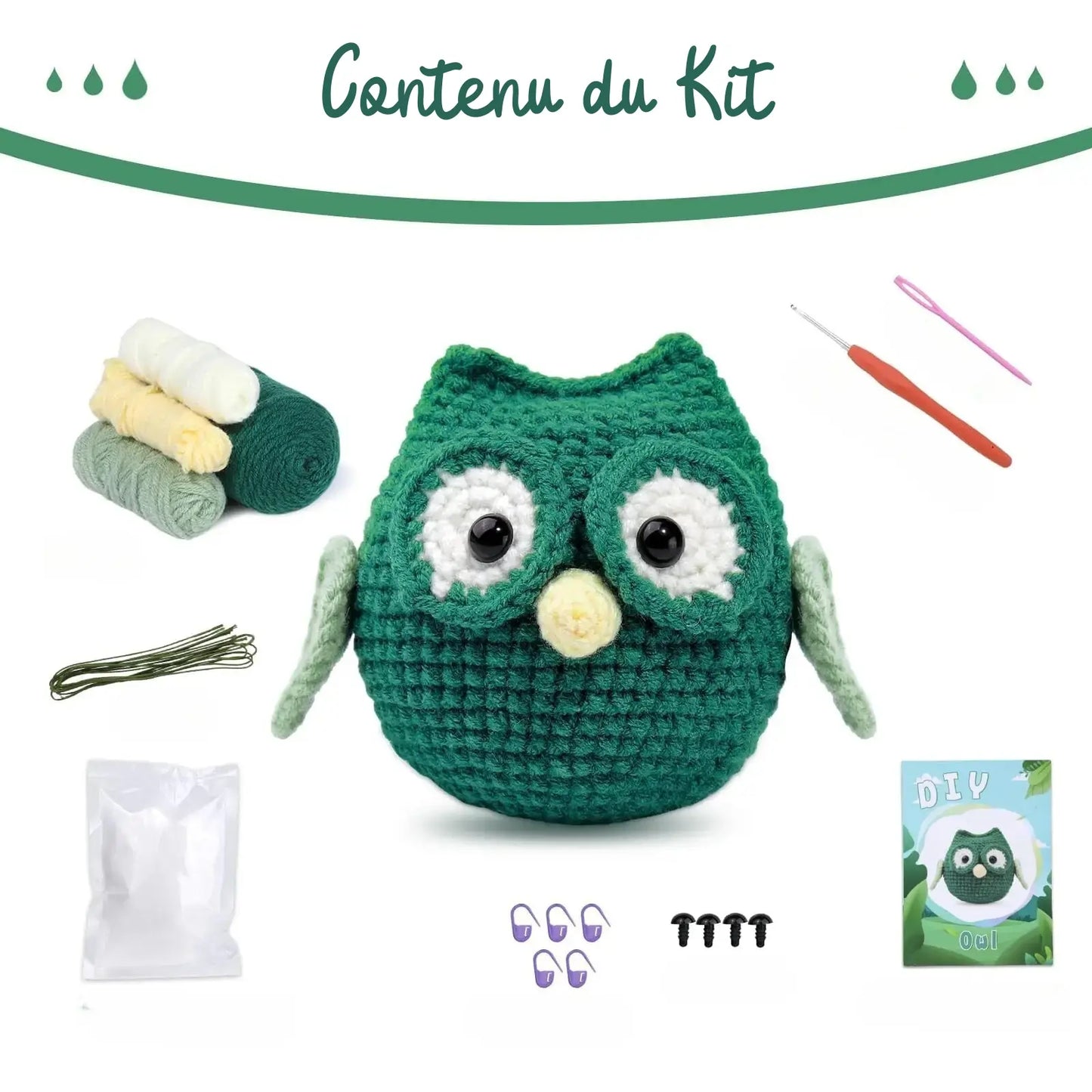Kit Crochet Amigurumi - Mini Hibou