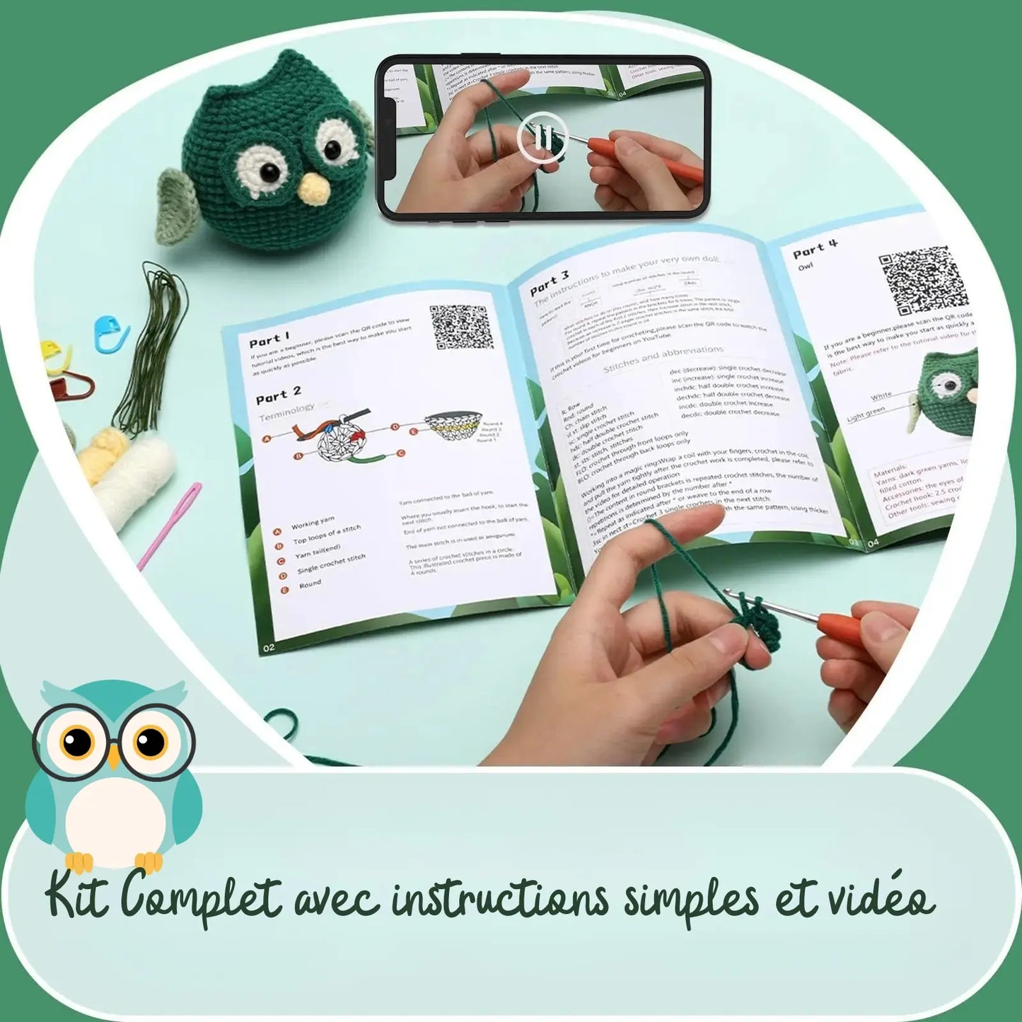Kit Crochet Amigurumi - Mini Hibou