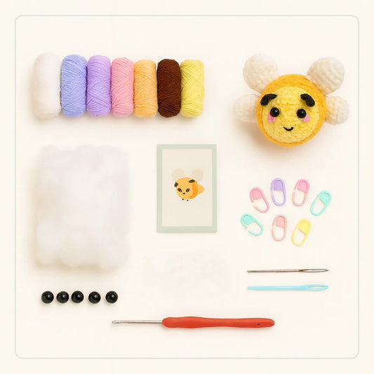 Contenu complet kit crochet abeille — fils crochet et accessoires
