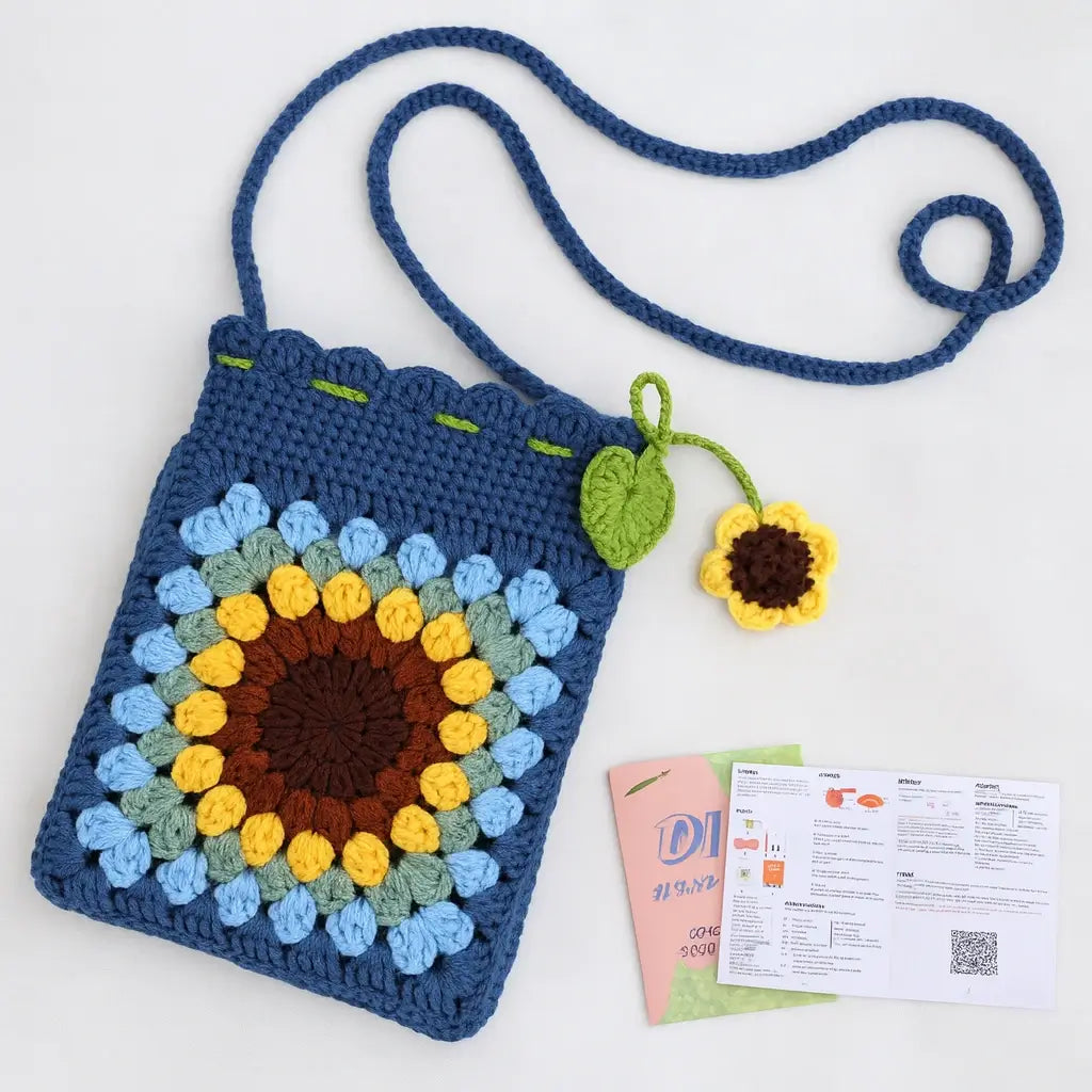 Kit crochet sac à main bleu foncé pour débutants