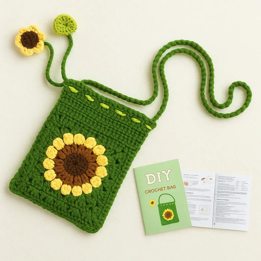 Kit crochet pochette mini vert foncé pour débutants
